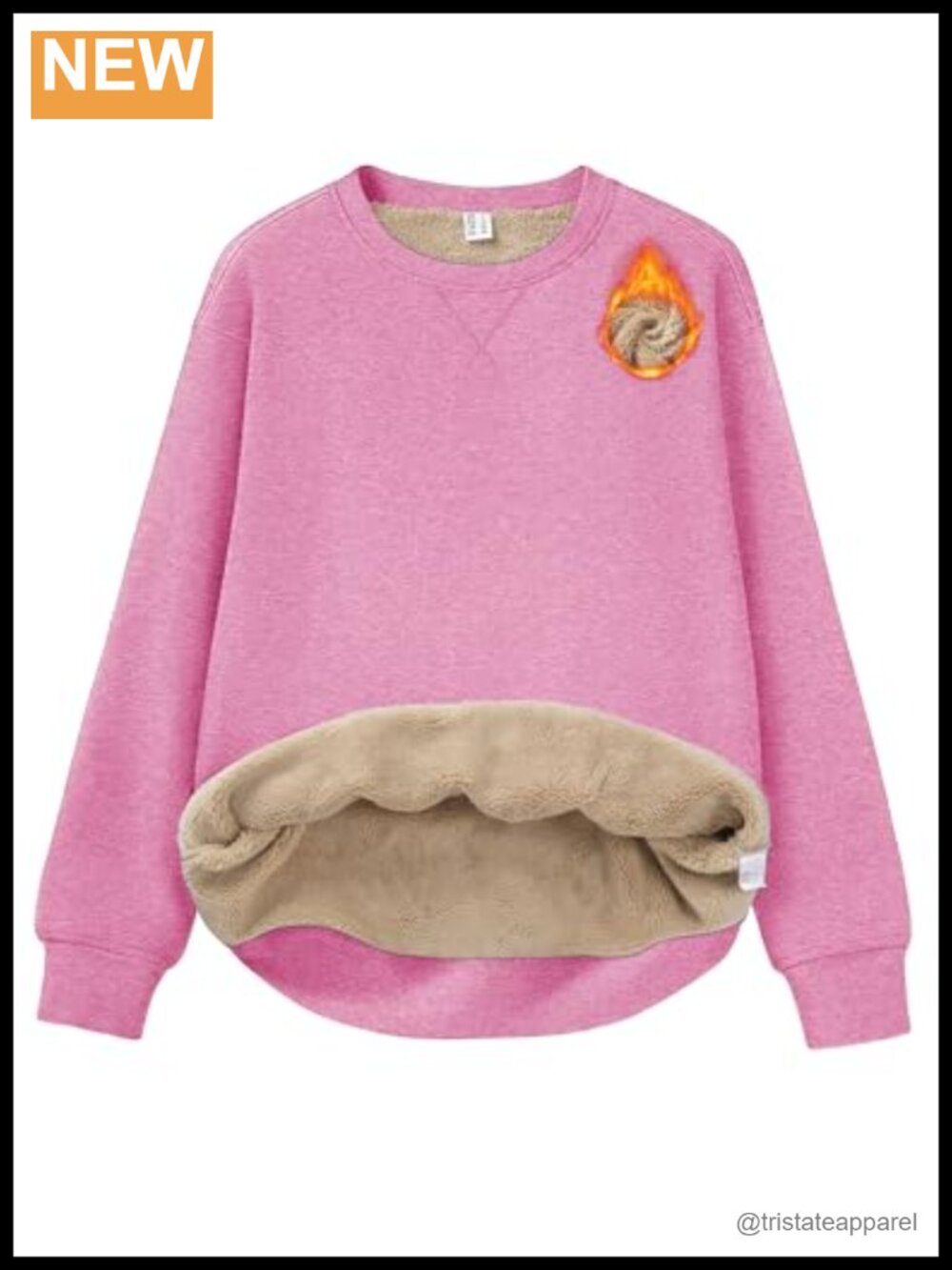 Fleece Sherpa Lined Sweatshirt Crewneck Pullover Warm Casual